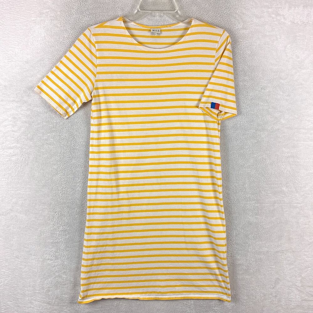 Kule Tshirt Dress Womens S Yellow White Stripe Preppy French Minimalist Luxury
